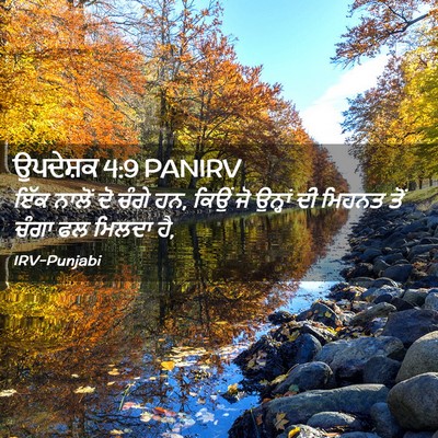 Picture 02 - ਉਪਦੇਸ਼ਕ 4:9 PANIRV - ਇੱਕ ਨਾਲੋਂ ਦੋ ਚੰਗੇ - Bible Verse Picture