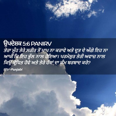 Picture 02 - ਉਪਦੇਸ਼ਕ 5:6 PANIRV - ਤੇਰਾ ਮੂੰਹ ਤੇਰੇ - Bible Verse Picture