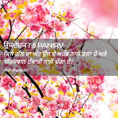 Picture 02 - ਉਪਦੇਸ਼ਕ 7:8 PANIRV - ਕਿਸੇ ਗੱਲ ਦਾ ਅੰਤ ਉਸ - Bible Verse Picture