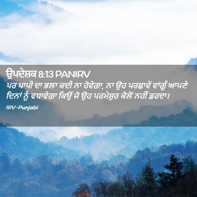 Picture 02 - ਉਪਦੇਸ਼ਕ 8:13 PANIRV - ਪਰ ਪਾਪੀ ਦਾ ਭਲਾ ਕਦੀ - Bible Verse Picture