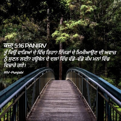 Picture 02 - ਕਜ਼ਾૃ 5:16 PANIRV - ਤੂੰ ਕਿਉਂ ਵਾੜਿਆਂ ਦੇ - Bible Verse Picture