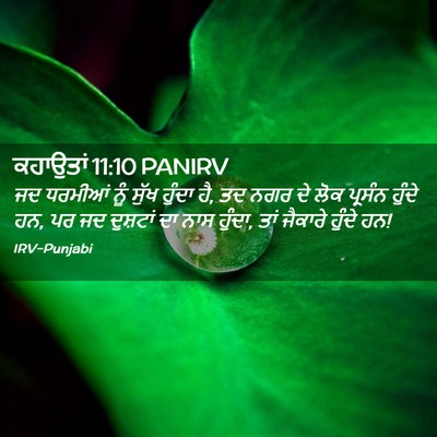 Picture 02 - ਕਹਾਉਤਾਂ 11:10 PANIRV - ਜਦ ਧਰਮੀਆਂ ਨੂੰ ਸੁੱਖ - Bible Verse Picture