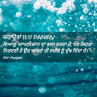 Picture 02 - ਕਹਾਉਤਾਂ 11:17 PANIRV - ਦਿਆਲੂ ਆਪਣੀ ਜਾਨ ਦਾ - Bible Verse Picture