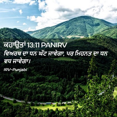 Picture 02 - ਕਹਾਉਤਾਂ 13:11 PANIRV - ਵਿਅਰਥ ਦਾ ਧਨ ਘੱਟ - Bible Verse Picture