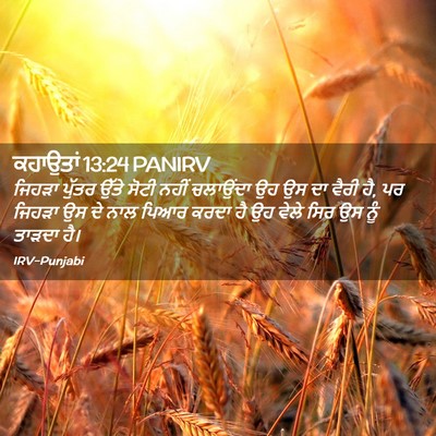Picture 02 - ਕਹਾਉਤਾਂ 13:24 PANIRV - ਜਿਹੜਾ ਪੁੱਤਰ ਉੱਤੇ - Bible Verse Picture