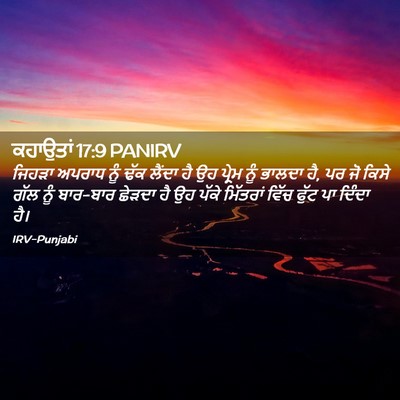 Picture 02 - ਕਹਾਉਤਾਂ 17:9 PANIRV - ਜਿਹੜਾ ਅਪਰਾਧ ਨੂੰ - Bible Verse Picture
