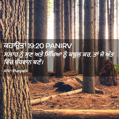 Picture 02 - ਕਹਾਉਤਾਂ 19:20 PANIRV - ਸਲਾਹ ਨੂੰ ਸੁਣ ਅਤੇ - Bible Verse Picture