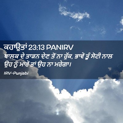 Picture 02 - ਕਹਾਉਤਾਂ 23:13 PANIRV - ਬਾਲਕ ਦੇ ਤਾੜਨ ਦੇਣ - Bible Verse Picture