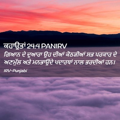 Picture 02 - ਕਹਾਉਤਾਂ 24:4 PANIRV - ਗਿਆਨ ਦੇ ਦੁਆਰਾ ਉਹ - Bible Verse Picture