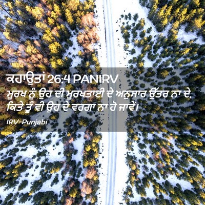Picture 02 - ਕਹਾਉਤਾਂ 26:4 PANIRV - ਮੂਰਖ ਨੂੰ ਉਹ ਦੀ - Bible Verse Picture
