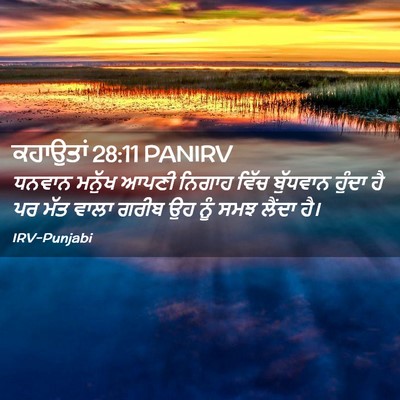 Picture 02 - ਕਹਾਉਤਾਂ 28:11 PANIRV - ਧਨਵਾਨ ਮਨੁੱਖ ਆਪਣੀ - Bible Verse Picture