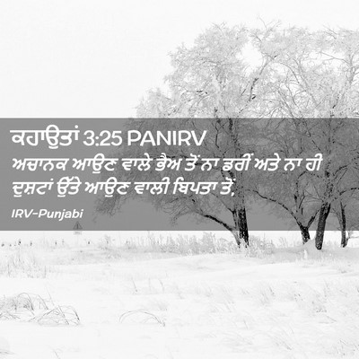 Picture 02 - ਕਹਾਉਤਾਂ 3:25 PANIRV - ਅਚਾਨਕ ਆਉਣ ਵਾਲੇ ਭੈਅ - Bible Verse Picture