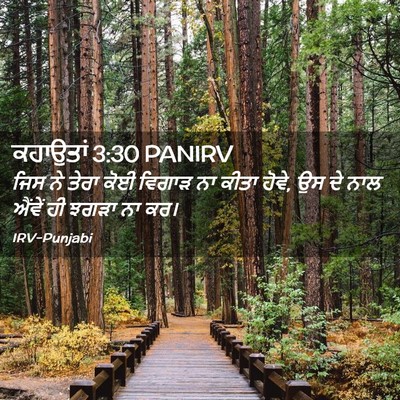Picture 02 - ਕਹਾਉਤਾਂ 3:30 PANIRV - ਜਿਸ ਨੇ ਤੇਰਾ ਕੋਈ - Bible Verse Picture