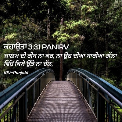Picture 02 - ਕਹਾਉਤਾਂ 3:31 PANIRV - ਜ਼ਾਲਮ ਦੀ ਰੀਸ ਨਾ ਕਰ, - Bible Verse Picture