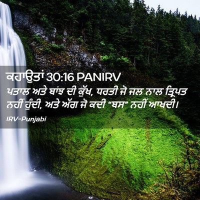 Picture 02 - ਕਹਾਉਤਾਂ 30:16 PANIRV - ਪਤਾਲ ਅਤੇ ਬਾਂਝ ਦੀ - Bible Verse Picture