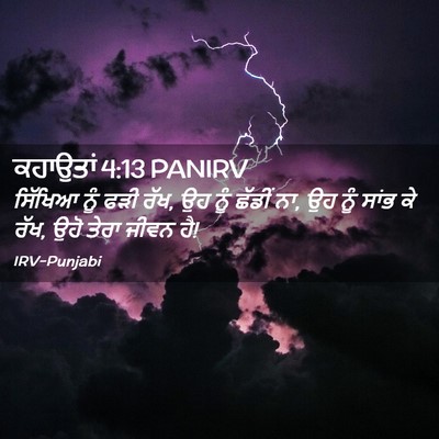 Picture 02 - ਕਹਾਉਤਾਂ 4:13 PANIRV - ਸਿੱਖਿਆ ਨੂੰ ਫੜੀ ਰੱਖ, - Bible Verse Picture