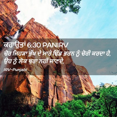 Picture 02 - ਕਹਾਉਤਾਂ 6:30 PANIRV - ਚੋਰ ਜਿਹੜਾ ਭੁੱਖ ਦੇ - Bible Verse Picture