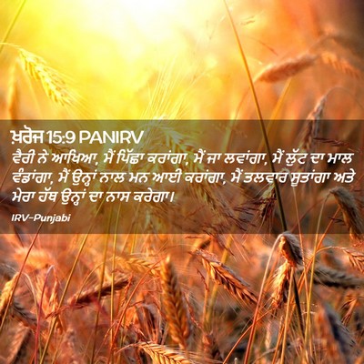 Picture 02 - ਖ਼ਰੋਜ 15:9 PANIRV - ਵੈਰੀ ਨੇ ਆਖਿਆ, ਮੈਂ - Bible Verse Picture