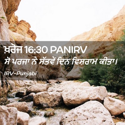Picture 02 - ਖ਼ਰੋਜ 16:30 PANIRV - ਸੋ ਪਰਜਾ ਨੇ ਸੱਤਵੇਂ - Bible Verse Picture