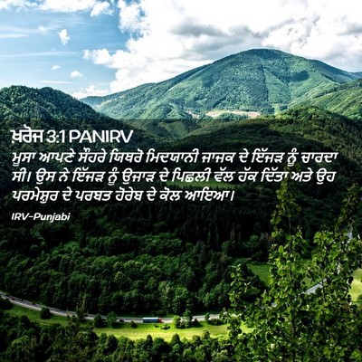 Picture 02 - ਖ਼ਰੋਜ 3:1 PANIRV - ਮੂਸਾ ਆਪਣੇ ਸੌਹਰੇ - Bible Verse Picture