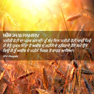Picture 02 - ਖ਼ਰੋਜ 34:18 PANIRV - ਪਤੀਰੀ ਰੋਟੀ ਦਾ ਪਰਬ - Bible Verse Picture