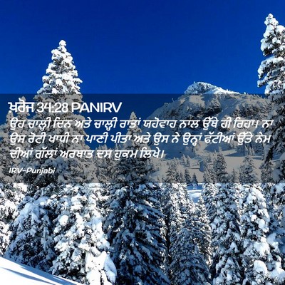 Picture 02 - ਖ਼ਰੋਜ 34:28 PANIRV - ਉਹ ਚਾਲ੍ਹੀ ਦਿਨ ਅਤੇ - Bible Verse Picture