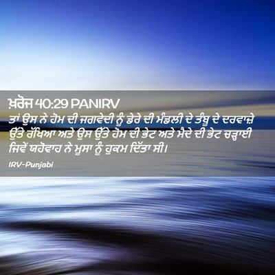 Picture 02 - ਖ਼ਰੋਜ 40:29 PANIRV - ਤਾਂ ਉਸ ਨੇ ਹੋਮ ਦੀ - Bible Verse Picture