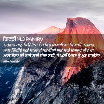 Picture 02 - ਗਿਣਤੀ 14:3 PANIRV - ਯਹੋਵਾਹ ਸਾਨੂੰ ਕਿਉਂ - Bible Verse Picture