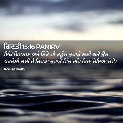 Picture 02 - ਗਿਣਤੀ 15:16 PANIRV - ਇੱਕੋ ਬਿਵਸਥਾ ਅਤੇ - Bible Verse Picture
