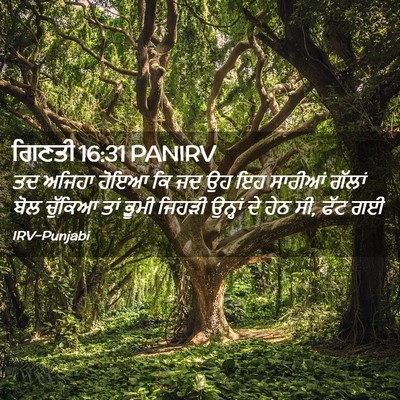 Picture 02 - ਗਿਣਤੀ 16:31 PANIRV - ਤਦ ਅਜਿਹਾ ਹੋਇਆ ਕਿ ਜਦ - Bible Verse Picture