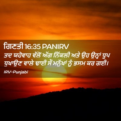 Picture 02 - ਗਿਣਤੀ 16:35 PANIRV - ਤਦ ਯਹੋਵਾਹ ਵੱਲੋਂ - Bible Verse Picture