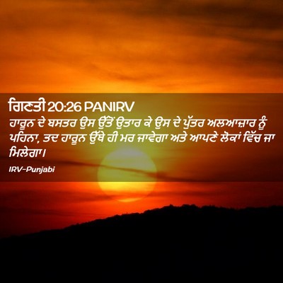 Picture 02 - ਗਿਣਤੀ 20:26 PANIRV - ਹਾਰੂਨ ਦੇ ਬਸਤਰ ਉਸ - Bible Verse Picture