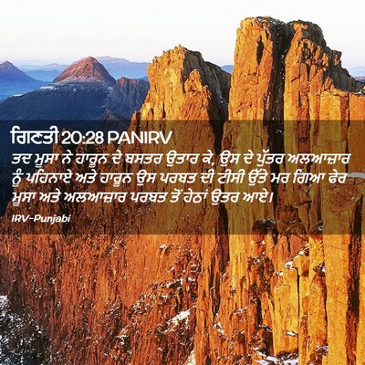 Picture 02 - ਗਿਣਤੀ 20:28 PANIRV - ਤਦ ਮੂਸਾ ਨੇ ਹਾਰੂਨ ਦੇ - Bible Verse Picture