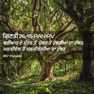 Picture 02 - ਗਿਣਤੀ 26:45 PANIRV - ਬਰੀਆਹ ਦੇ ਪੁੱਤਰ ਤੋਂ, - Bible Verse Picture