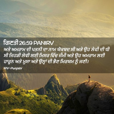 Picture 02 - ਗਿਣਤੀ 26:59 PANIRV - ਅਤੇ ਅਮਰਾਮ ਦੀ ਪਤਨੀ - Bible Verse Picture