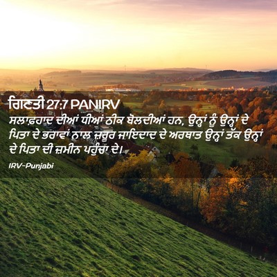 Picture 02 - ਗਿਣਤੀ 27:7 PANIRV - ਸਲਾਫ਼ਹਾਦ ਦੀਆਂ - Bible Verse Picture