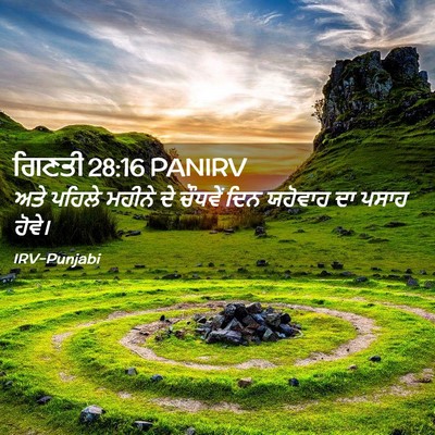 Picture 02 - ਗਿਣਤੀ 28:16 PANIRV - ਅਤੇ ਪਹਿਲੇ ਮਹੀਨੇ ਦੇ - Bible Verse Picture