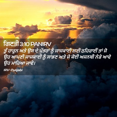 Picture 02 - ਗਿਣਤੀ 3:10 PANIRV - ਤੂੰ ਹਾਰੂਨ ਅਤੇ ਉਸ ਦੇ - Bible Verse Picture