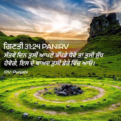 Picture 02 - ਗਿਣਤੀ 31:24 PANIRV - ਸੱਤਵੇਂ ਦਿਨ ਤੁਸੀਂ - Bible Verse Picture