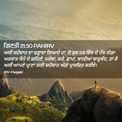 Picture 02 - ਗਿਣਤੀ 31:50 PANIRV - ਅਸੀਂ ਯਹੋਵਾਹ ਦਾ - Bible Verse Picture