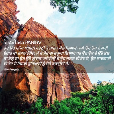 Picture 02 - ਗਿਣਤੀ 5:15 PANIRV - ਤਦ ਉਹ ਮਨੁੱਖ ਆਪਣੀ - Bible Verse Picture