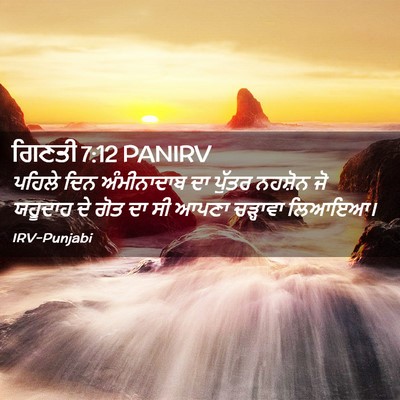 Picture 02 - ਗਿਣਤੀ 7:12 PANIRV - ਪਹਿਲੇ ਦਿਨ - Bible Verse Picture