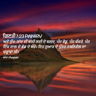 Picture 02 - ਗਿਣਤੀ 7:23 PANIRV - ਅਤੇ ਸੁੱਖ-ਸਾਂਦ ਦੀ - Bible Verse Picture
