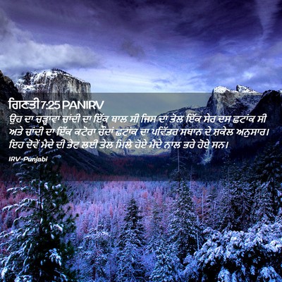 Picture 02 - ਗਿਣਤੀ 7:25 PANIRV - ਉਹ ਦਾ ਚੜ੍ਹਾਵਾ - Bible Verse Picture