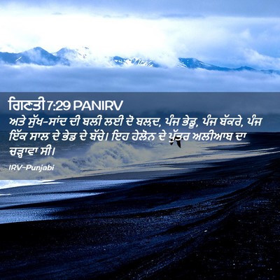 Picture 02 - ਗਿਣਤੀ 7:29 PANIRV - ਅਤੇ ਸੁੱਖ-ਸਾਂਦ ਦੀ - Bible Verse Picture