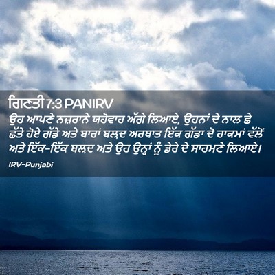 Picture 02 - ਗਿਣਤੀ 7:3 PANIRV - ਉਹ ਆਪਣੇ ਨਜ਼ਰਾਨੇ - Bible Verse Picture