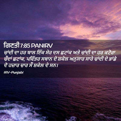 Picture 02 - ਗਿਣਤੀ 7:85 PANIRV - ਚਾਂਦੀ ਦਾ ਹਰ ਥਾਲ ਇੱਕ - Bible Verse Picture