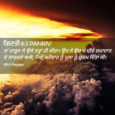 Picture 02 - ਗਿਣਤੀ 8:3 PANIRV - ਤਾਂ ਹਾਰੂਨ ਨੇ ਉਸੇ - Bible Verse Picture