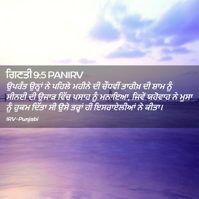 Picture 02 - ਗਿਣਤੀ 9:5 PANIRV - ਉਪਰੰਤ ਉਨ੍ਹਾਂ ਨੇ - Bible Verse Picture