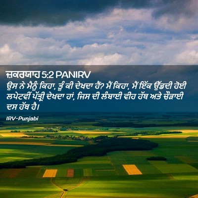 Picture 02 - ਜ਼ਕਰਯਾਹ 5:2 PANIRV - ਉਸ ਨੇ ਮੈਨੂੰ ਕਿਹਾ, - Bible Verse Picture